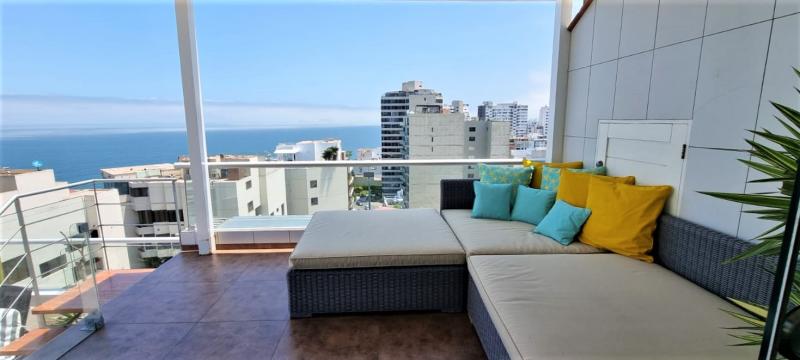Pent-house Dúplex en Alquiler Amoblado de Lujo Vista Lateral al Mar $2,500 A.O. 260 mt.